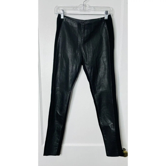 Illia Womens Sz XS Liquid Leather Two-Toned Black Leggings Geuine Leather NWT